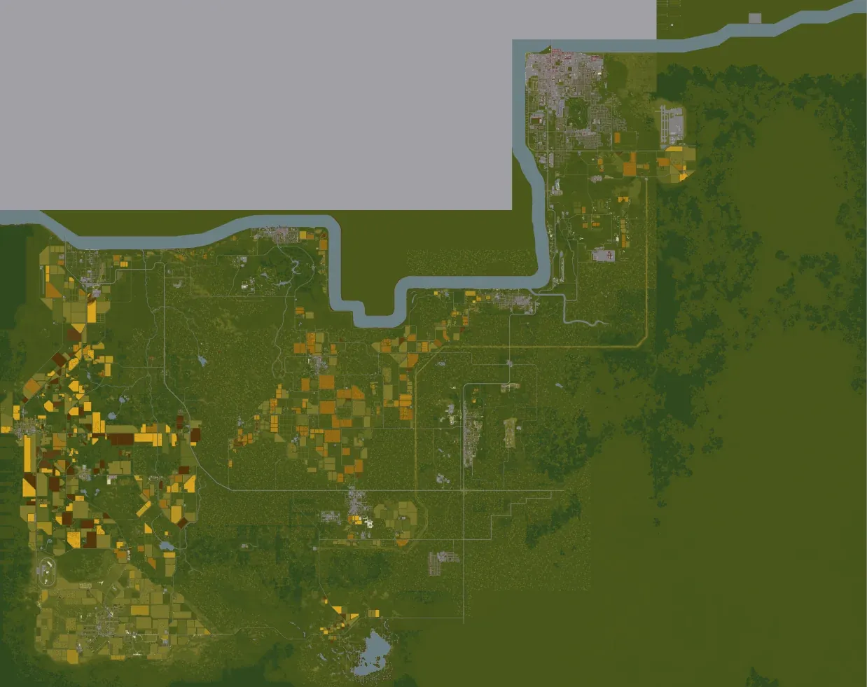Project Zomboid map: all of Knox County seen from above